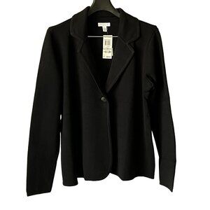 Charter Club 1-Button Sweater Blazer, Deep Black, 1X